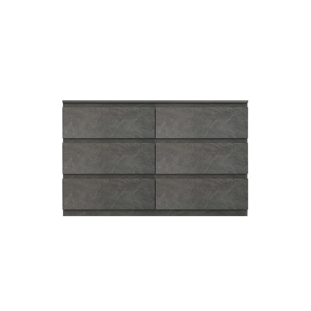 Cómoda de 6 Cajones con Amplio Espacio de Almacenaje - Mármol Gris - 120x40x75 cm - Mueble Moderno para Dormitorio.