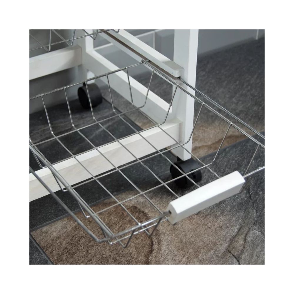 Verdulero Frutero de Cocina 4 Cestas y Cajón 37x37x85 Blanco
