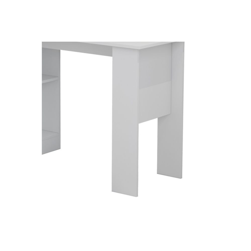 Mesa de Oficina con Librería-Escritorio en Melamina Color Blanco, 120x50x150cm - Diseño Versátil y Funcional