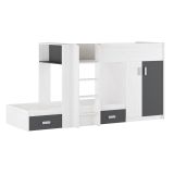 Litera - Cama Tren en Blanco Veteado y Grafito - 99.6 cm x 278.5 cm x 150.6 cm
