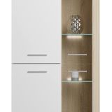Mueble de Salón Moderno con Leds, Acabado en Cambria - Blanco, Medidas: 260 cm (An) x 191 cm (Al) 47,5 cm (Fo) Meyvaser