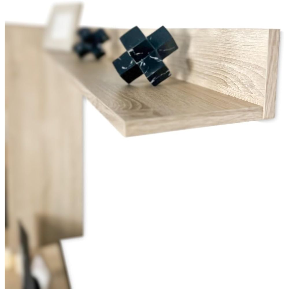 Mueble de salón y TV Moderno con Leds Color Cambria, cambria y blanco módulo de comedor