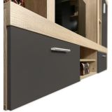 Meyvaser Mueble de salón y TV Composición de salón grande 263 Cm Cambrian- Grafito en madera de gran calidad