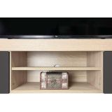 Meyvaser Mueble de salón y TV Composición de salón grande 263 Cm Cambrian- Grafito en madera de gran calidad