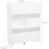 Mueble Vitrina, Mueble de salón, Aparador cocina, Color Roble y Blanco, Medidas: 120 cm (An) x 150 cm (Al) x 40 cm (Fon)