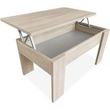 Mesa de Centro Elevable, Para Salón o Comedor,Acabado en Color Cambria, Medidas: 90 cm (An) x 50 cm (Fon) x 46-57 cm (Al)
