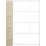 Estantería Decorativa, Librería, Acabado en Roble y Blanco, Medidas: 176 cm (Al) x 129 cm (Anc) x 28 cm (Fon)