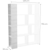 Estantería Decorativa, Librería, Acabado en Roble y Blanco, Medidas: 176 cm (Al) x 129 cm (Anc) x 28 cm (Fon)