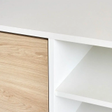 Mueble de TV de Diseño Nórdico, 2 Estantes y 2 Puertas, Cambria - Blanco, 49cm (Al)x 180cm (Anc) x 40cm (Fon)