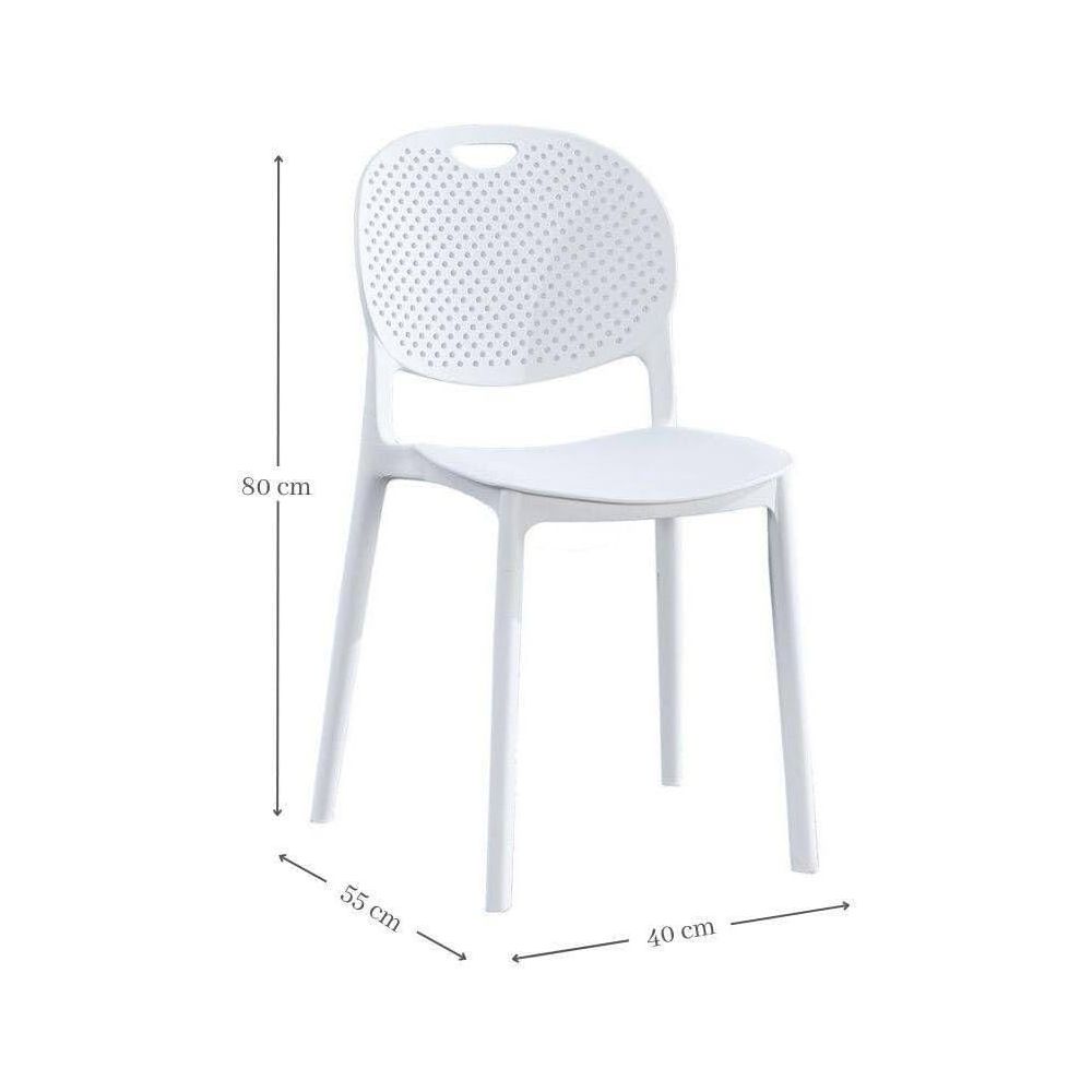 Pack 5 Sillas Cocina Color Blanco de plastico Polipropileno, Silla de Comedor Medidas: 40 cm (Anc) x 55 cm (Lar) x 80 cm (Al)
