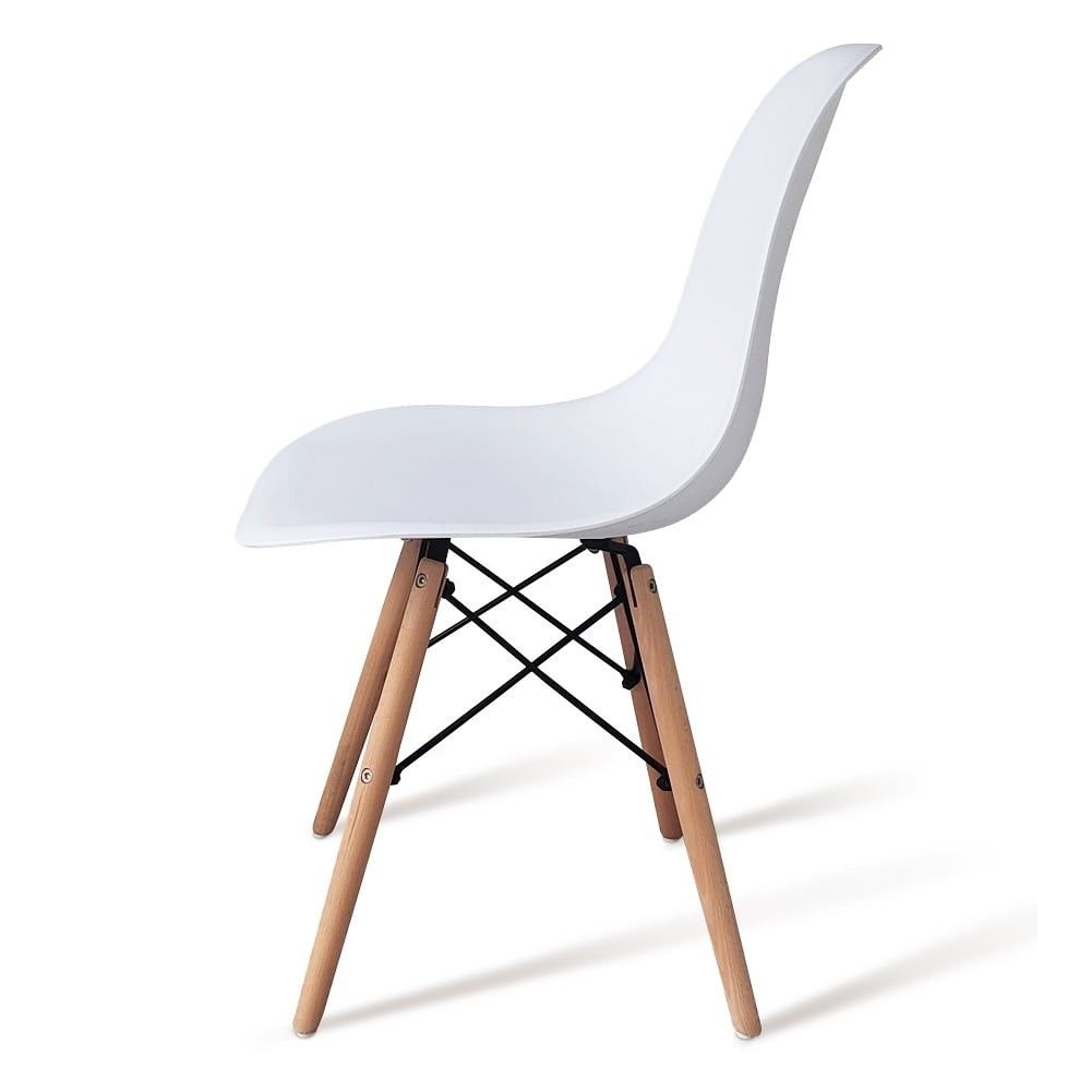 Pack 4 Sillas de Comedor, Sillas Cocinas, Acabado en Blanco y Madera, Medidas: 45 cm (Ancho) x 53 cm (Largo) x 83 cm (Alto)