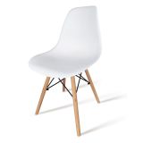 Pack 4 Sillas de Comedor, Sillas Cocinas, Acabado en Blanco y Madera, Medidas: 45 cm (Ancho) x 53 cm (Largo) x 83 cm (Alto)