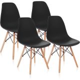 Pack 4 Sillas de Comedor, Sillas Cocinas, Acabado en Negro y Madera, Medidas: 45 cm (Ancho) x 53 cm (Largo) x 83 cm (Alto)