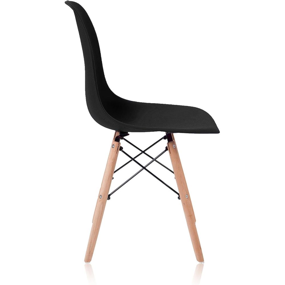 Pack 4 Sillas de Comedor, Sillas Cocinas, Acabado en Negro y Madera, Medidas: 45 cm (Ancho) x 53 cm (Largo) x 83 cm (Alto)