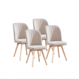 Pack 4 Sillas de Comedor Tapizada, Sillas de Salón Beig y Patas Color Haya, Medidas: Ancho: 46 cm x Fondo: 55 cm x Alto: 92 cm