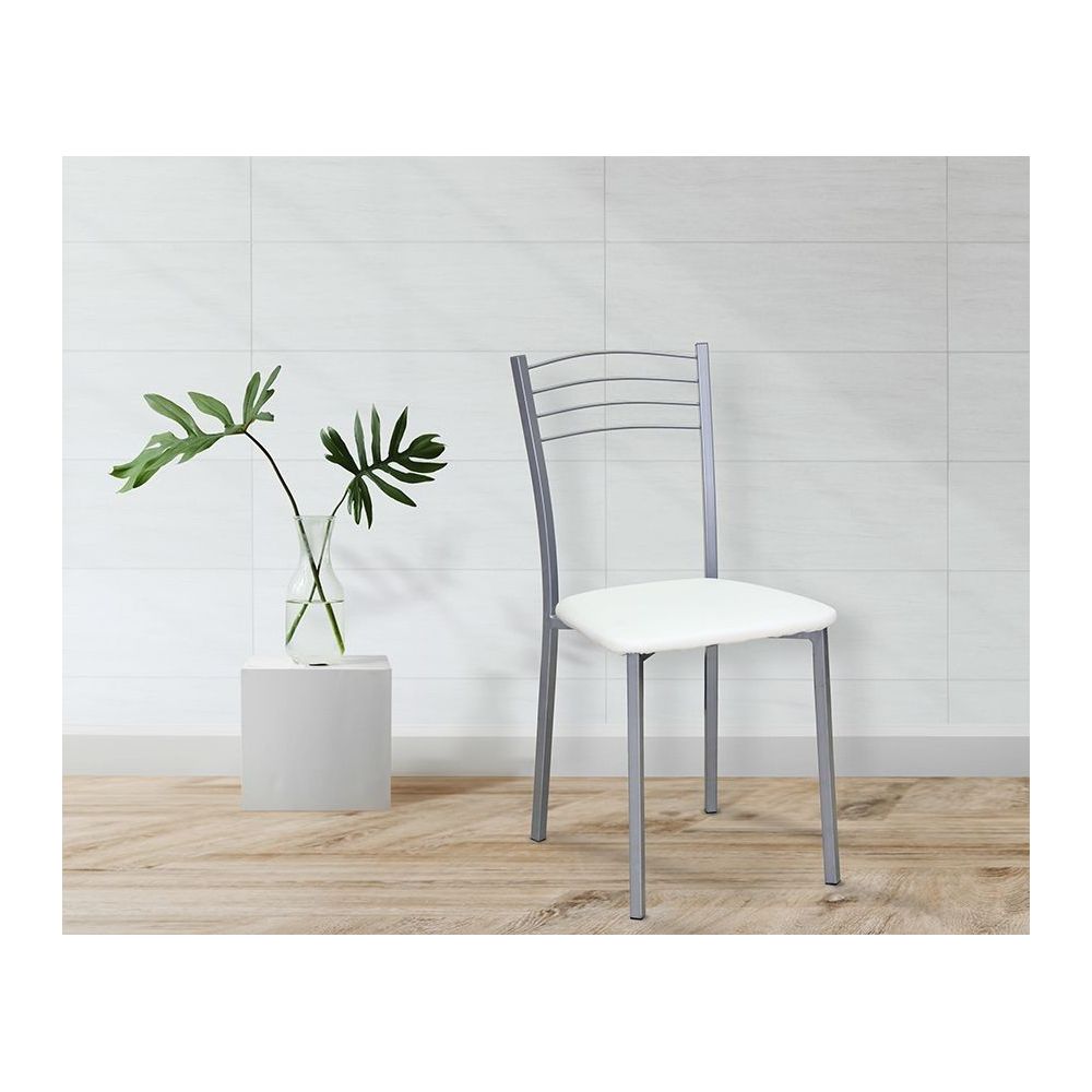 Pack de 4 Sillas Modernas para Cocina y Comedor – Metálicas Gris y Blanco, Dimensiones: 40 x 41 x 85 cm.