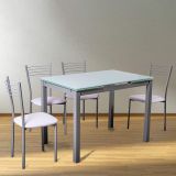 Pack de 4 Sillas Modernas para Cocina y Comedor – Metálicas Gris y Blanco, Dimensiones: 40 x 41 x 85 cm.