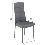 Pack de 6 Sillas Tapizadas para Salón y Comedor – Acabado Gris en Aluminio, Medidas: 38,5 cm x 40 cm x 97 cm