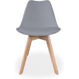 Pack de 4 Sillas para Comedor, Cocina o Salón – Simil Piel Gris y Madera, Medidas: 48 cm x 45 cm x 84 cm.