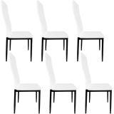 Pack de 6 Sillas Tapizadas para Salón, Color Blanco y Patas Negras. Medidas: 39,5 cm (Ancho) x 37,5 cm (Fondo) x 96 c