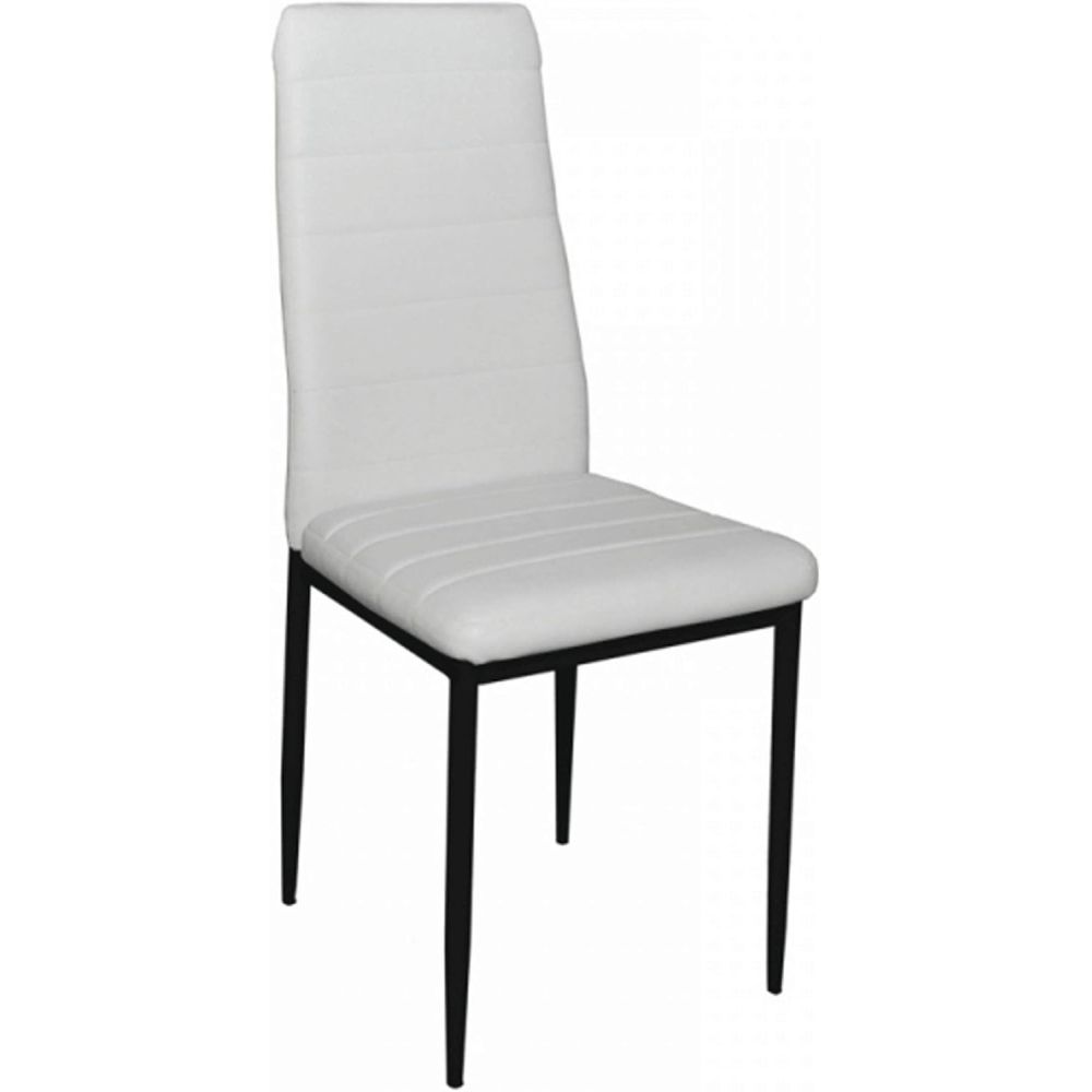 Pack de 6 Sillas Tapizadas para Salón, Color Blanco y Patas Negras. Medidas: 39,5 cm (Ancho) x 37,5 cm (Fondo) x 96 c