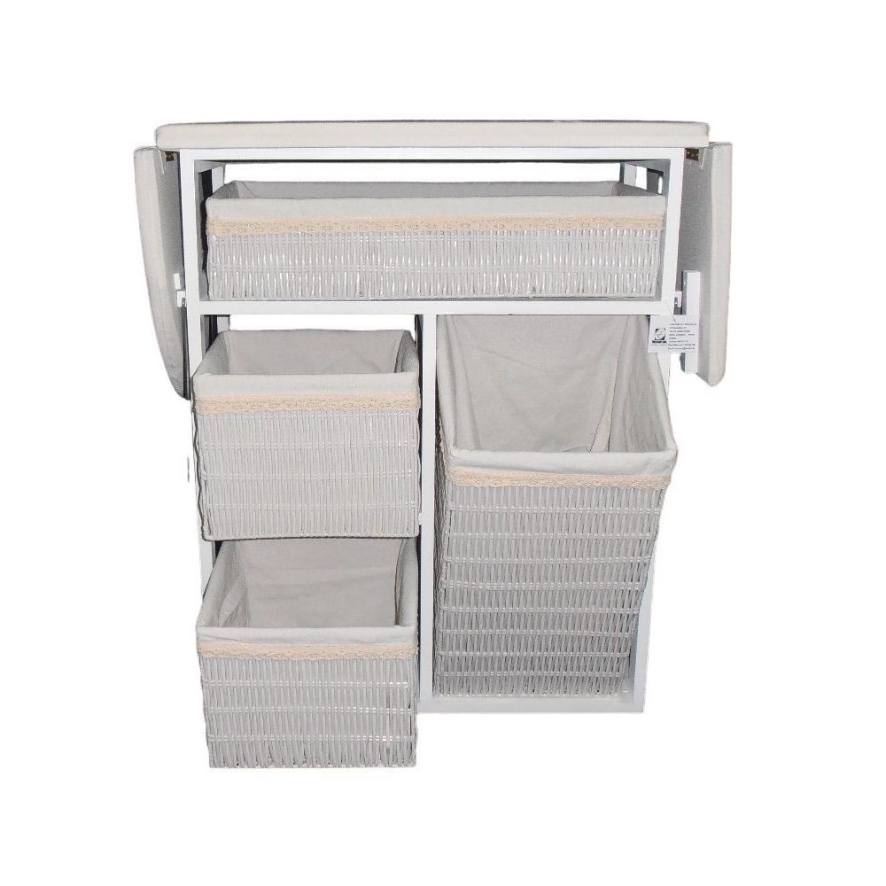 Mueble de plancha Lisboa color blanco con 4 cajones de almacenamiento y ruedas