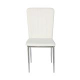 6 Sillas de Comedor con Relleno de Espuma, Tapizado en Símil Piel Blanco y Patas Metálicas Cromadas - Medidas 44x91,5x47 cm