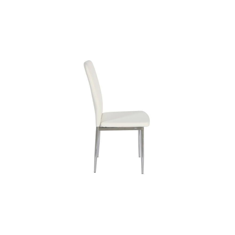 6 Sillas de Comedor con Relleno de Espuma, Tapizado en Símil Piel Blanco y Patas Metálicas Cromadas - Medidas 44x91,5x47 cm