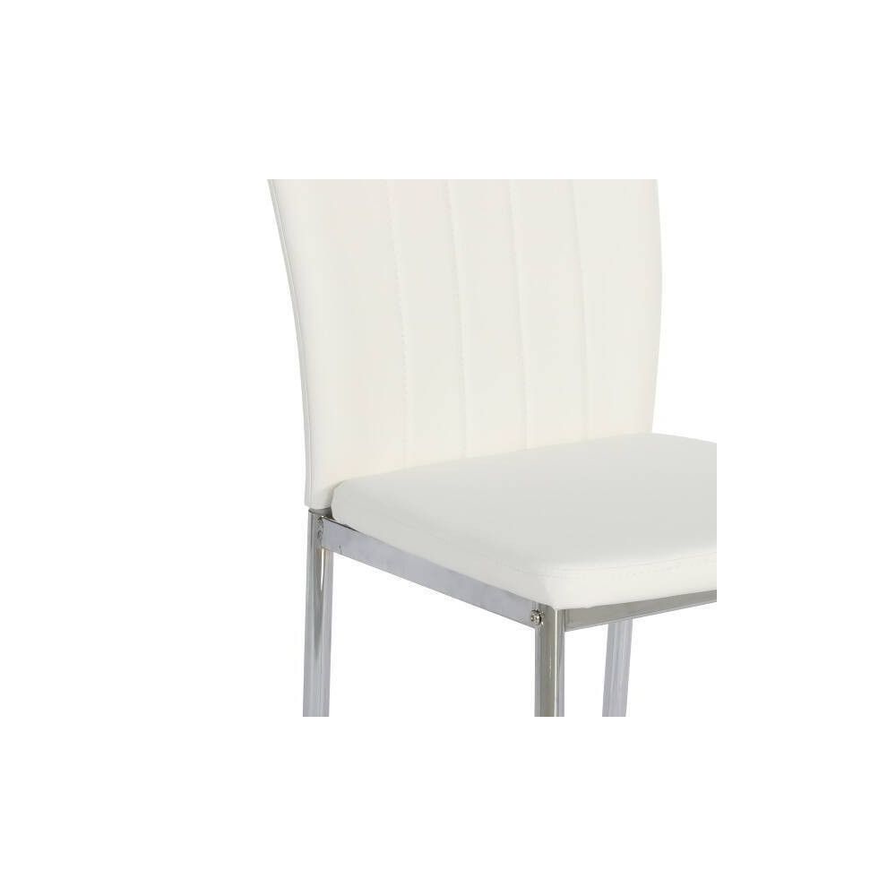 6 Sillas de Comedor con Relleno de Espuma, Tapizado en Símil Piel Blanco y Patas Metálicas Cromadas - Medidas 44x91,5x47 cm