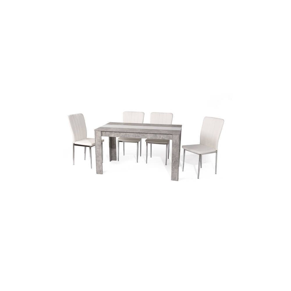 6 Sillas de Comedor con Relleno de Espuma, Tapizado en Símil Piel Blanco y Patas Metálicas Cromadas - Medidas 44x91,5x47 cm