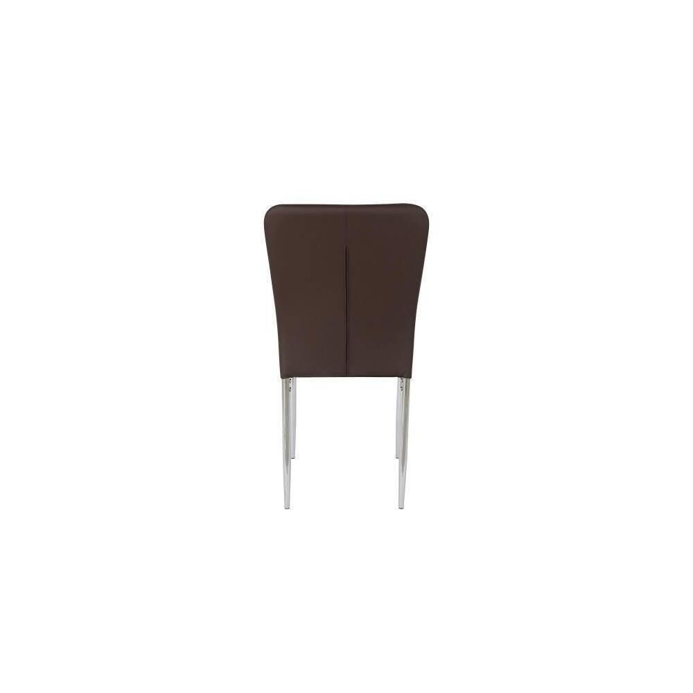 6 Sillas de Comedor con Relleno de Espuma, Tapizado en Símil Piel Chocolate y Patas Metálicas Cromadas - Medidas 44x91,5x47 cm