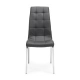 Juego de 4 Sillas Tapizadas en Símil Piel Gris Oscuro con Patas Cromadas, Asiento y Respaldo Ergonómicos- Medidas 43x63x97 cm