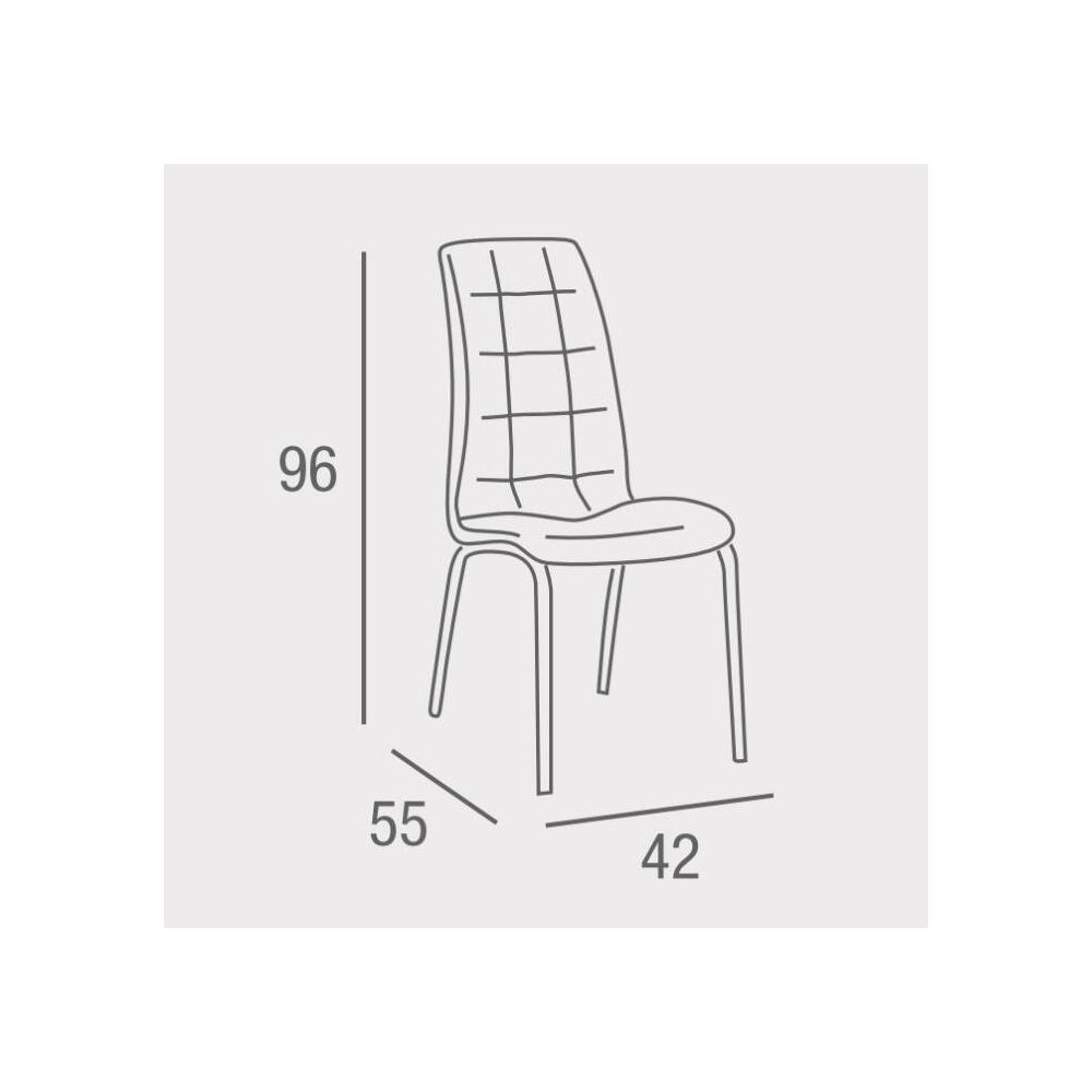 Juego de 4 Sillas Tapizadas en Símil Piel Gris Oscuro con Patas Cromadas, Asiento y Respaldo Ergonómicos- Medidas 43x63x97 cm