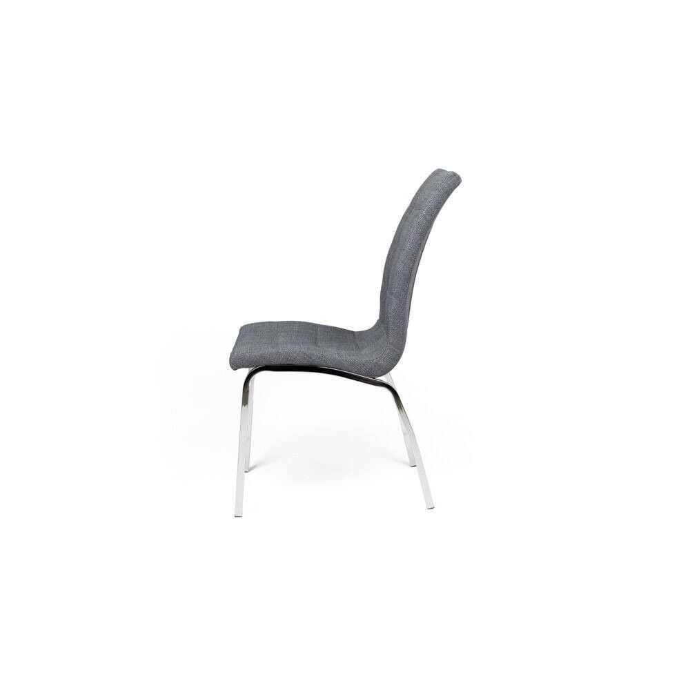 Juego de 4 Sillas Tapizadas en Símil Piel Gris Claro  con Patas Cromadas, Asiento y Respaldo Ergonómicos- Medidas 43x63x97 cm
