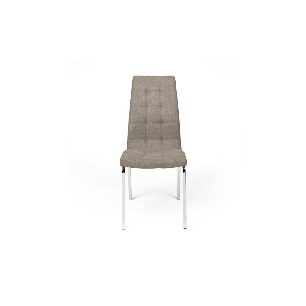 Juego de 4 Sillas Tapizadas en Símil Piel Marrón con Patas Cromadas, Asiento y Respaldo Ergonómicos- Medidas 43x63x97 cm
