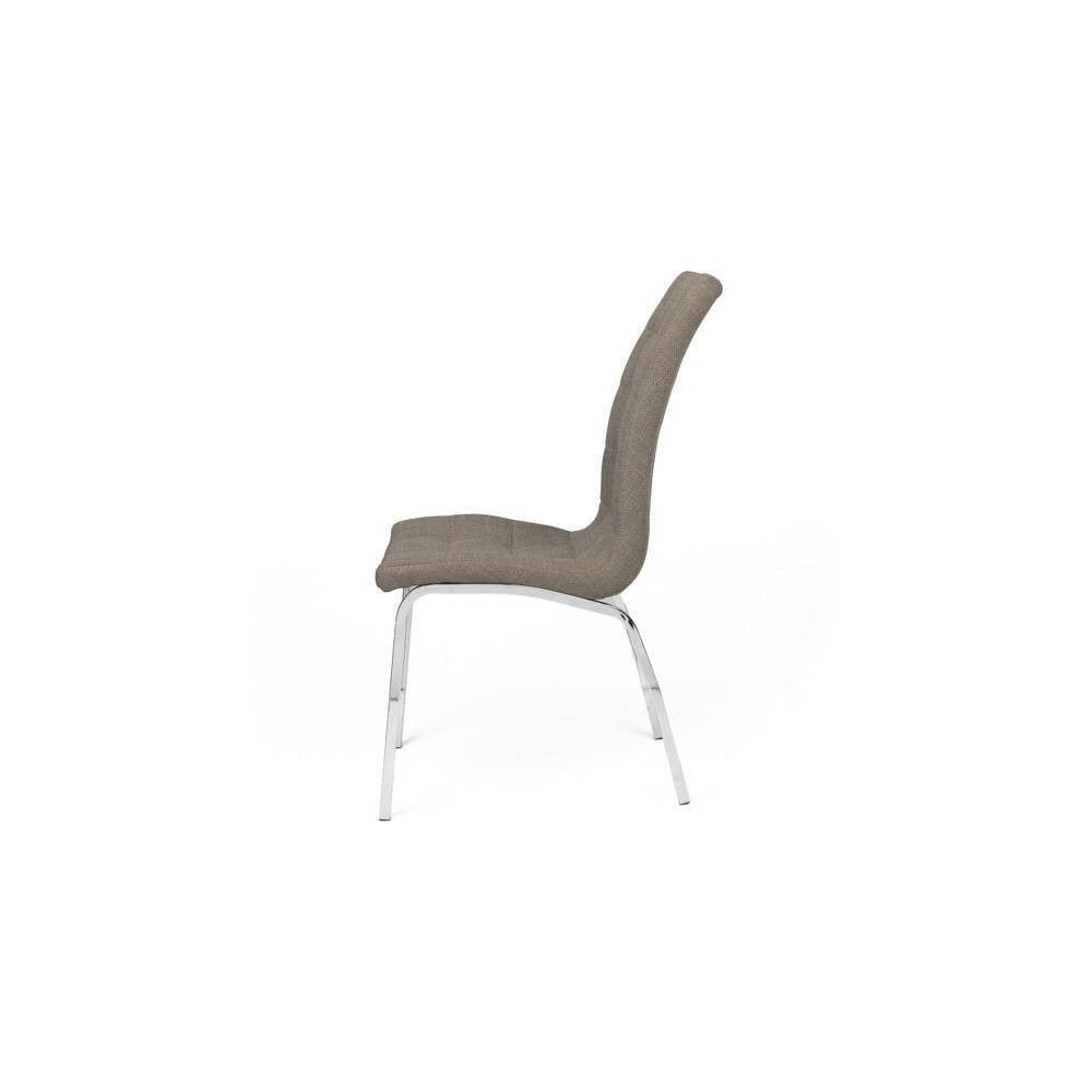 Juego de 4 Sillas Tapizadas en Símil Piel Marrón con Patas Cromadas, Asiento y Respaldo Ergonómicos- Medidas 43x63x97 cm
