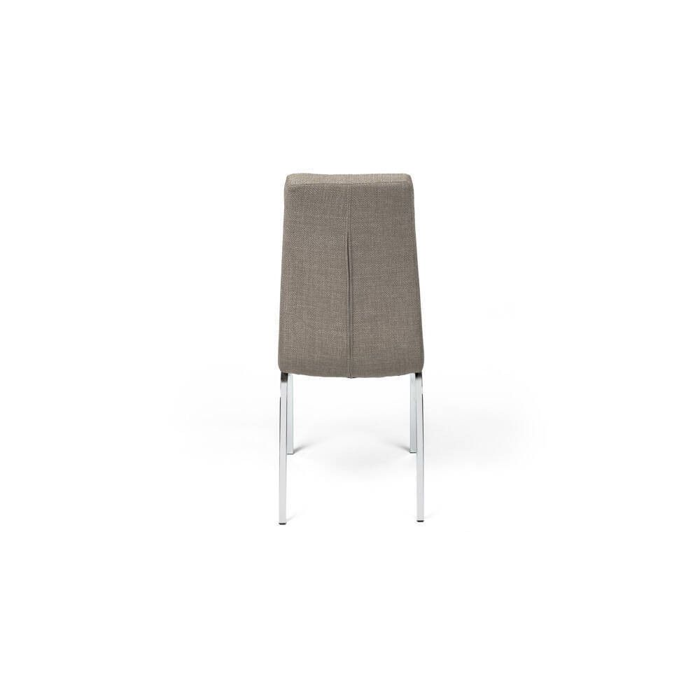 Juego de 4 Sillas Tapizadas en Símil Piel Marrón con Patas Cromadas, Asiento y Respaldo Ergonómicos- Medidas 43x63x97 cm