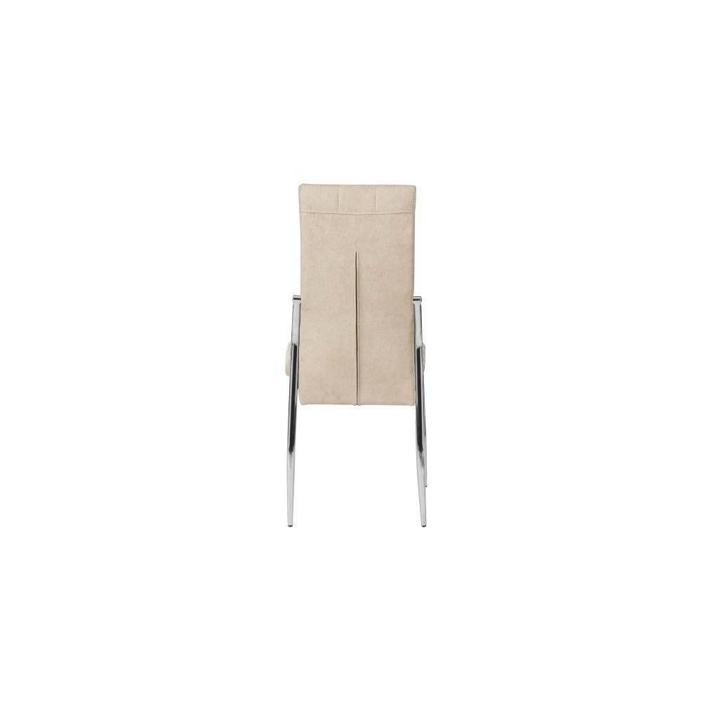 6 Sillas Tapizadas en Tela Beige con Asiento y Respaldo Acolchados, Patas Cromadas - Medidas 45x46x100 cm