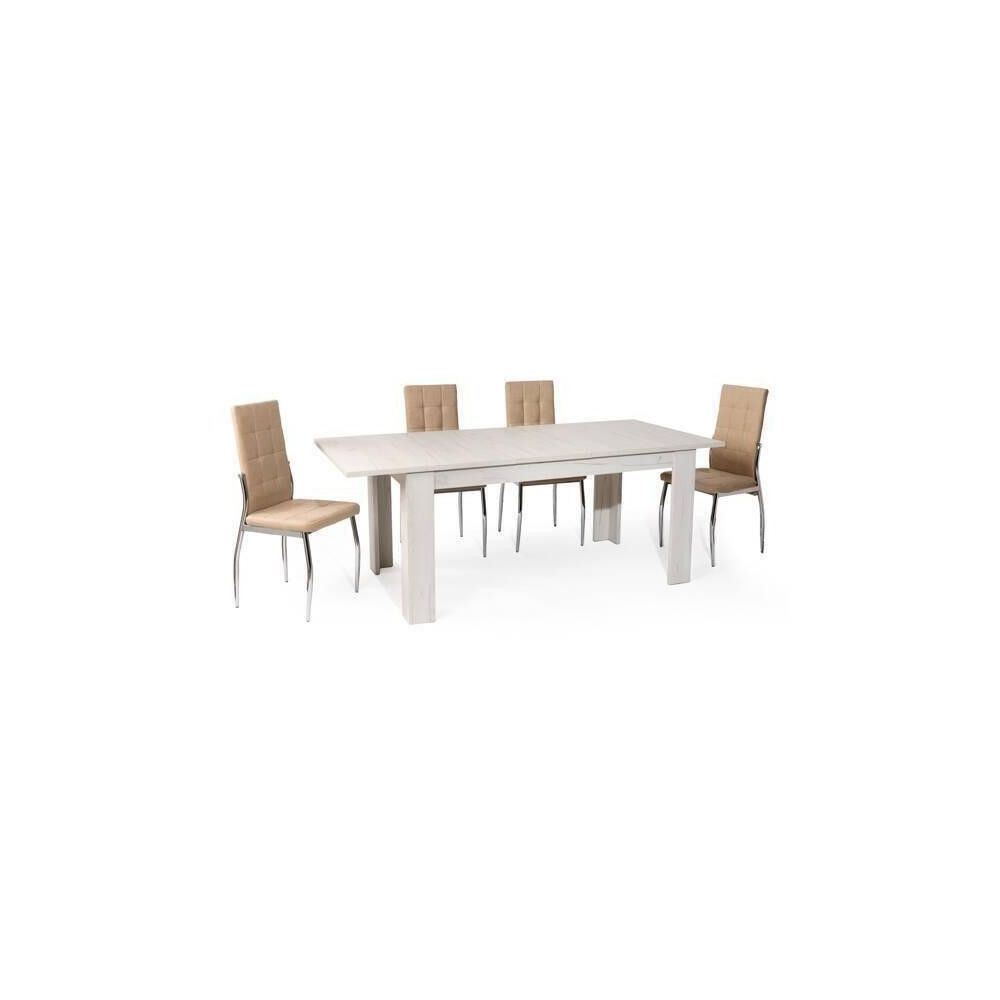 6 Sillas Tapizadas en Tela Beige con Asiento y Respaldo Acolchados, Patas Cromadas - Medidas 45x46x100 cm