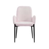 Juego de 2 Sillas con Brazos Tapizadas en Tela Rosa y Patas Metálicas Negras - Medidas 60x57x88 cm