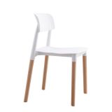 Pack de 4 Sillas Blancas con Patas de Madera de Haya, Asiento de Polipropileno,  Altura de 45 cm, Medidas Totales 42.5x48x76 cm