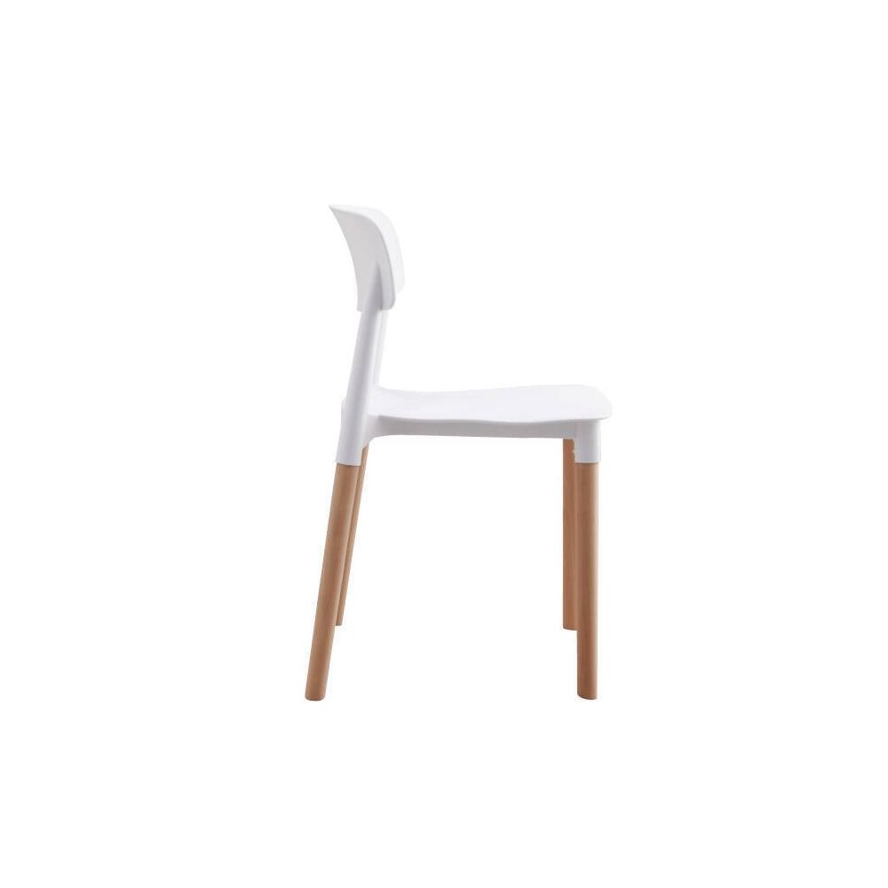 Pack de 4 Sillas Blancas con Patas de Madera de Haya, Asiento de Polipropileno,  Altura de 45 cm, Medidas Totales 42.5x48x76 cm