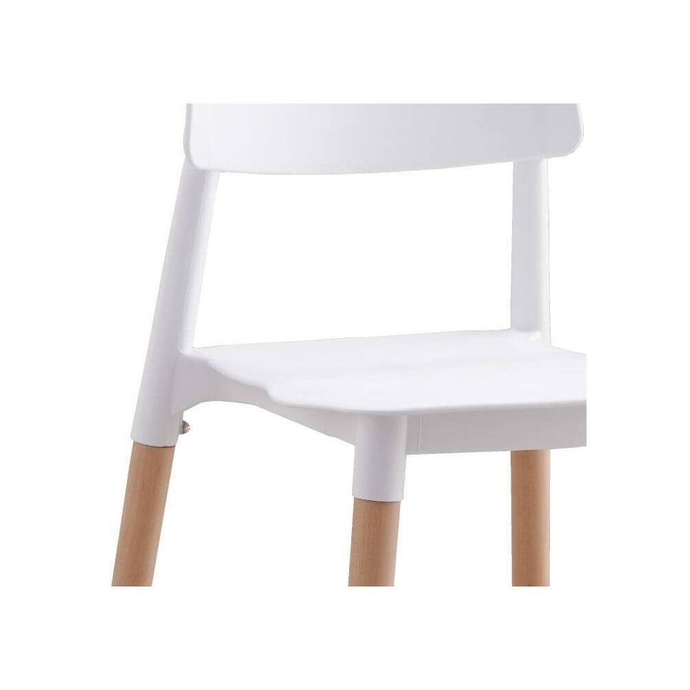Pack de 4 Sillas Blancas con Patas de Madera de Haya, Asiento de Polipropileno,  Altura de 45 cm, Medidas Totales 42.5x48x76 cm
