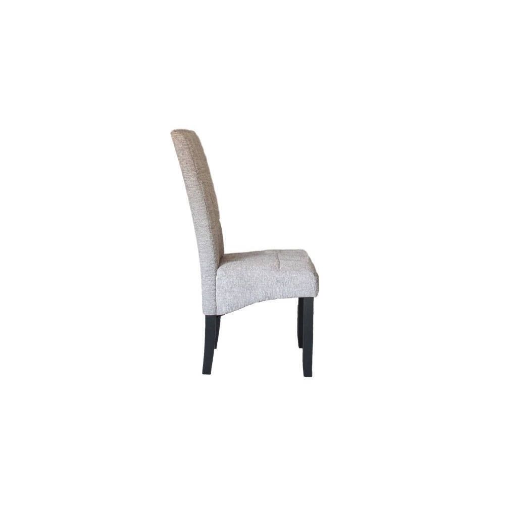 Pack de 2 Sillas Tapizadas en Tela Gris con Patas Negras, Acolchado Cuadrado en Respaldo y Asiento, Medidas 47x62x106.5 cm