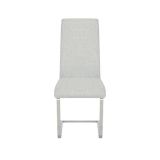 Pack de 4 Sillas Tapizadas en Símil Piel Gris Claro con Pata de Tubo Ovalado en Acabado Cromo, Medidas 46x54x110 cm