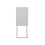 Pack de 4 Sillas Tapizadas en Símil Piel Gris Claro con Pata de Tubo Ovalado en Acabado Cromo, Medidas 46x54x110 cm
