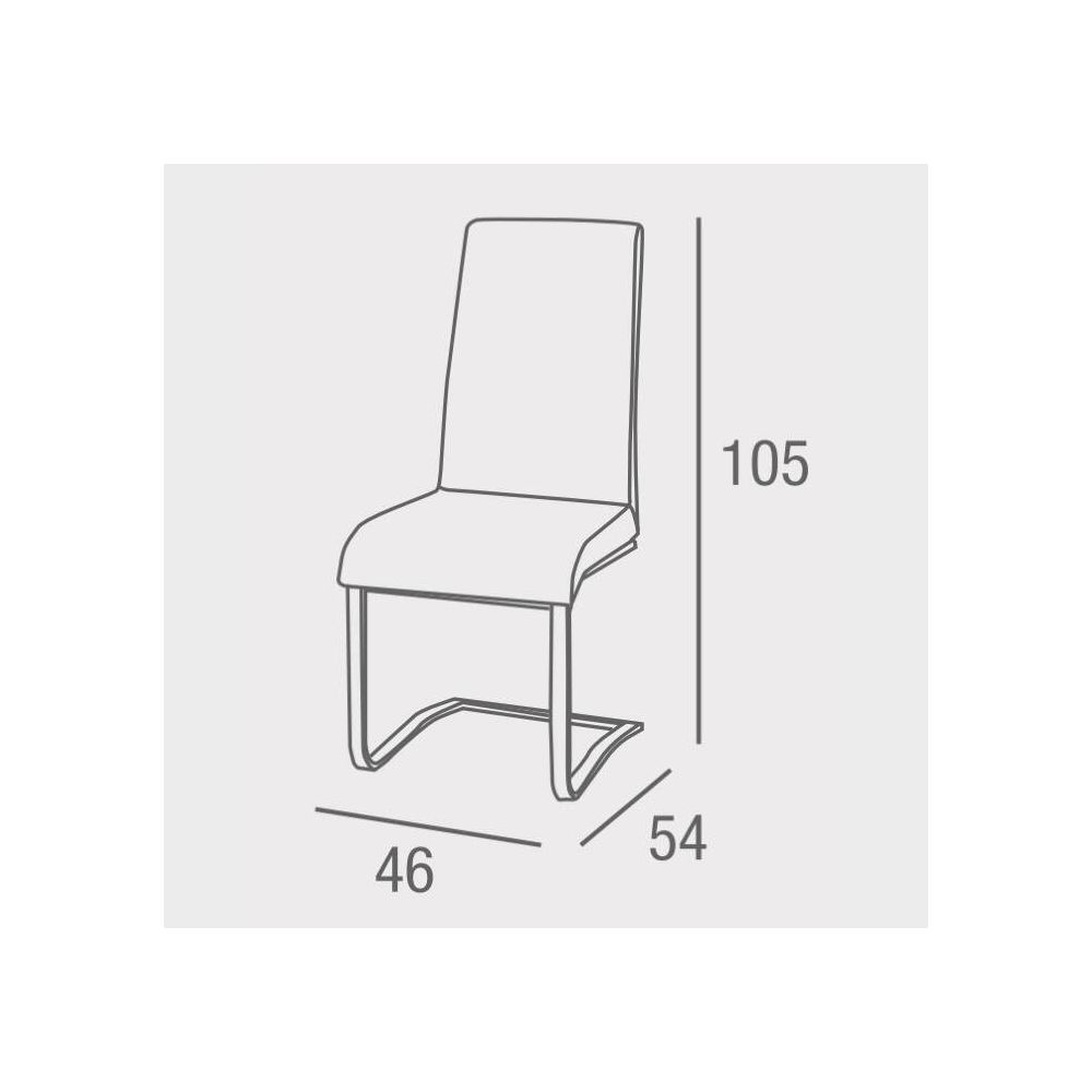 Pack de 4 Sillas Tapizadas en Símil Piel Gris Claro con Pata de Tubo Ovalado en Acabado Cromo, Medidas 46x54x110 cm