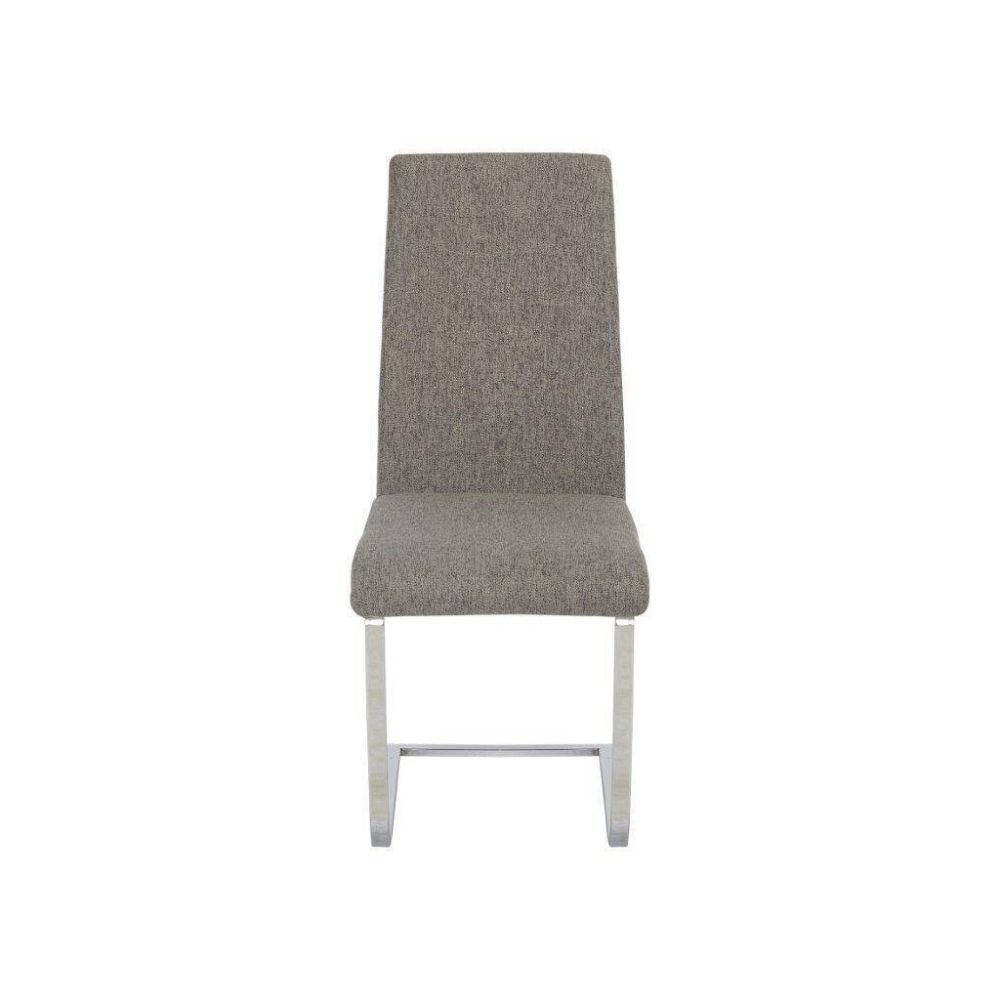Pack de 4 Sillas Tapizadas en Símil Piel Gris Oscuro con Pata de Tubo Ovalado en Acabado Cromo,Medidas 46x54x110 cm