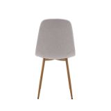 Pack de 4 Sillas con Estructura Tapizada en Tela Beige Claro, Patas Metálicas con Acabado Madera, Medidas 44x53x86 cm