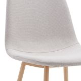 Pack de 4 Sillas con Estructura Tapizada en Tela Beige Claro, Patas Metálicas con Acabado Madera, Medidas 44x53x86 cm
